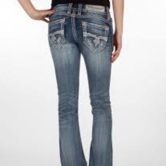 Rock Revival Aida Boot Buckle Distressed Ripped Stretch Jeans - Picture 4 of 8